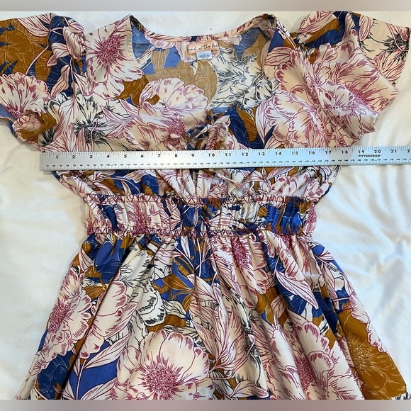 Band of the Free Multicolored Puff Sleeve Lace Up Chest Dress Size M - Picture 9 of 10